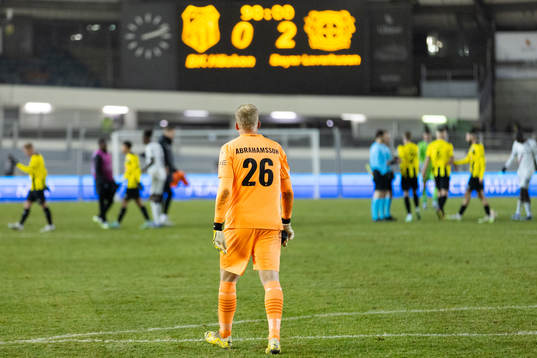 Goalkeeper Peter Abrahamsson of BK Häcken looks dejected