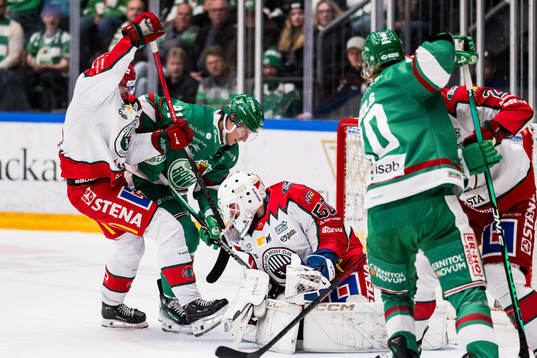 Frölunda HCs Erik Borg och Rögle BKs Adam Tambellini