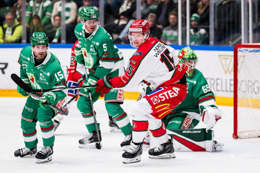 Rögles Simon Ryfors och Frölundas Gustav Rydahl