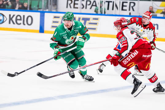 Rögle BKs Linus Sandin och Frölunda HCs Linus Högberg