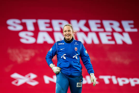 Goalkeeper Aurora Mikalsen of the Norwegian women's