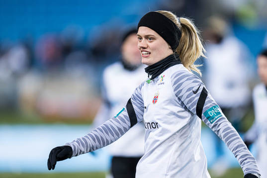 Mathilde Harviken of Norway warms up