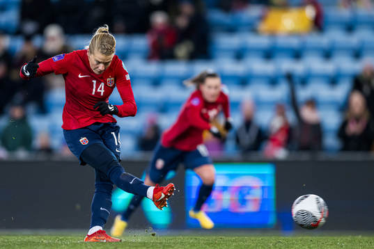 Ada Hegerberg of Norway scores the 2-0 goal