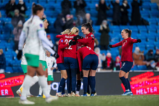 Sophie Roman Haug of Norway celebrates