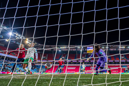 Ada Hegerberg of Norway scores the 3-0 goal