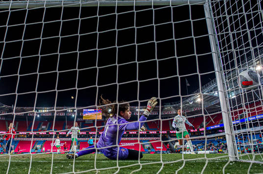 Sophie Roman Haug of Norway scores the 4-0 goal