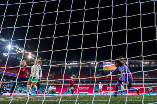 Ada Hegerberg of Norway scores the 3-0 goal