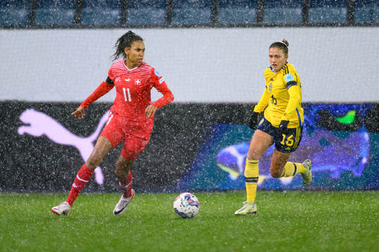 Coumba Sow of Switzerland and Filippa Angeldahl of Sweden