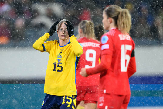 Anna Anvegård of Sweden looks dejected