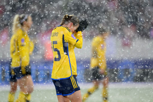 Anna Anvegård of Sweden looks dejected