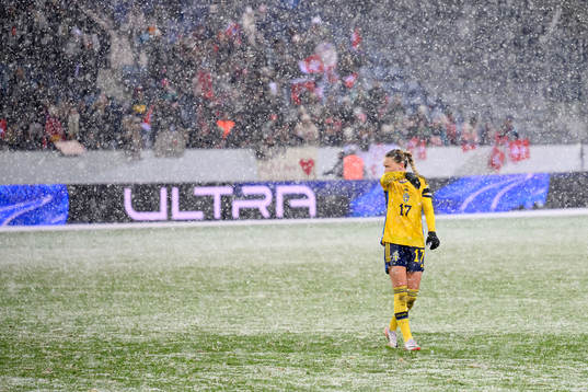 Matilda Vinberg of Sweden looks dejected