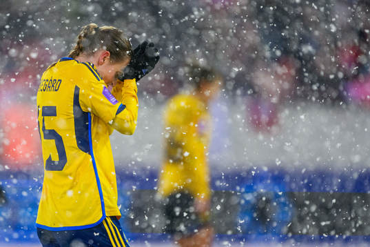Anna Anvegård of Sweden looks dejected