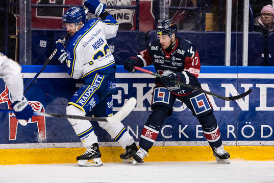 Leksands Patrik Noren och Linköpings Sebastian Strandberg