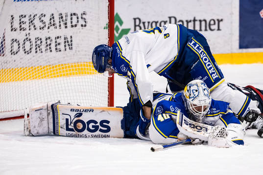 Leksands Jon Knuts och målvakt Mantas Armalis