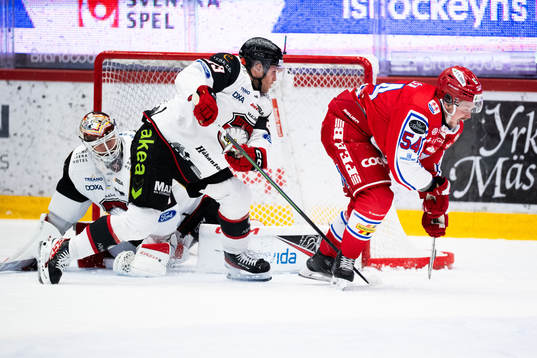 Malmö Redhawks Christoffer Forsberg och Timrås Jonathan