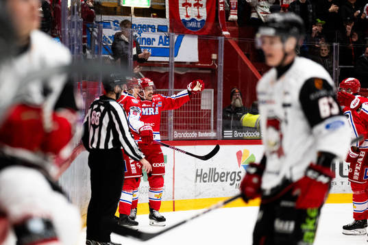 Timrås Filip Hållander och Anton Lander jublar