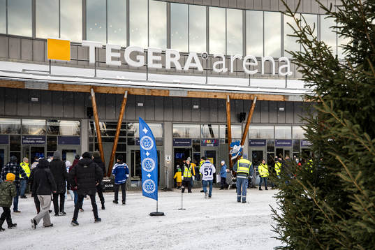 Tegera arena innan ishockeymatchen i SHL mellan Leksand och
