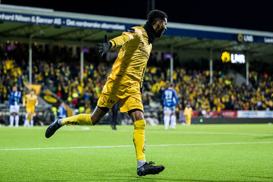Amahl Pellegrino of Bodø/Glimt celebrates