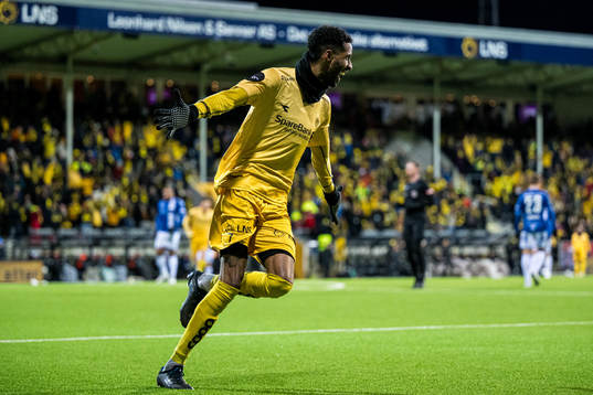 Amahl Pellegrino of Bodø/Glimt celebrates