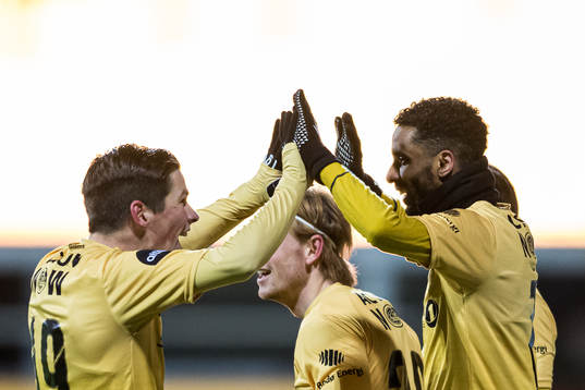 Amahl Pellegrino of Bodø/Glimt celebrates with Sondre