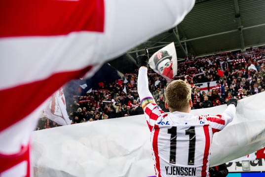 Ruben Yttergård Jenssen of Tromsø celebrates the bronze