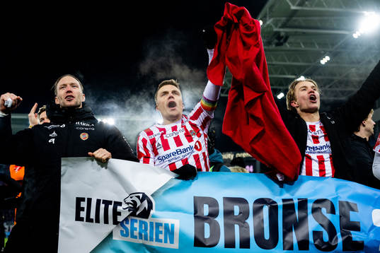 Ruben Yttergård Jenssen of Tromsø celebrates the bronze