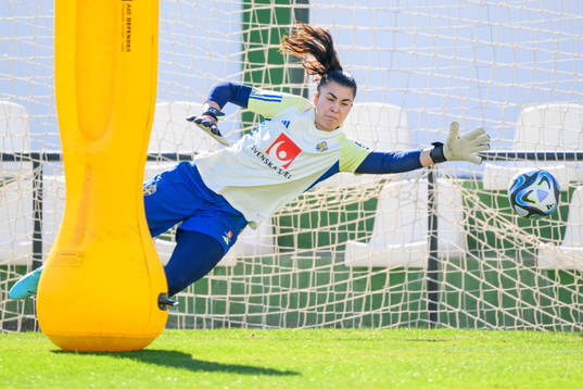 Goalkeeper Zecira Musovic of Sweden of the women's national