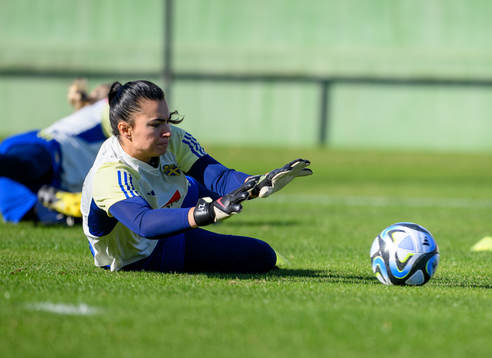 Goalkeeper Zecira Musovic of Sweden of the women's national