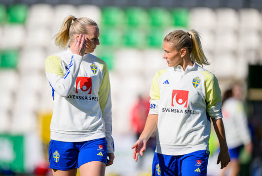 Stina Blackstenius and Amanda Nildén of Sweden of the