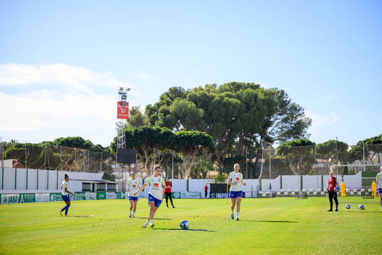General view of the women's national football team of