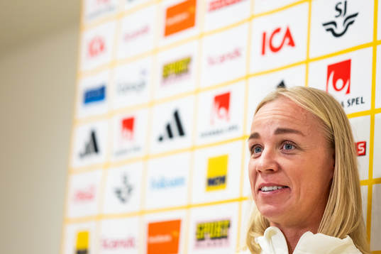 Caroline Seger of Sweden at a press event