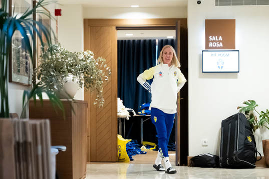 Caroline Seger of Sweden at a press event