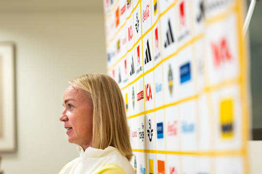 Caroline Seger of Sweden at a press event