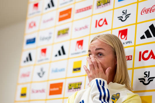 Caroline Seger of Sweden at a press event