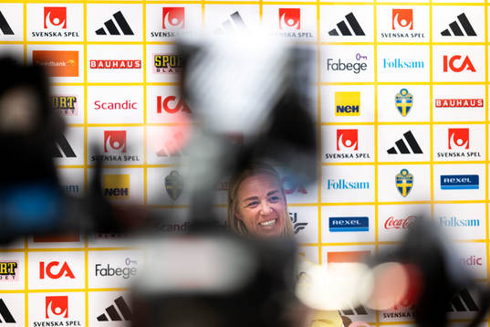 Caroline Seger of Sweden at a press event