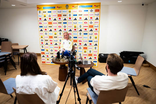 Caroline Seger of Sweden at a press event