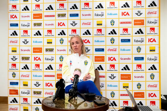 Caroline Seger of Sweden at a press event