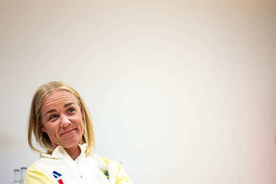 Caroline Seger of Sweden at a press event