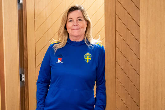 Team manager Marika Domanski Lyfors of Sweden at a press