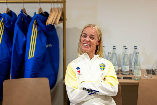 Caroline Seger of Sweden at a press event