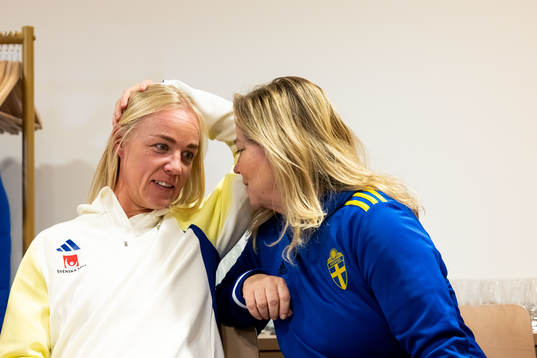 Caroline Seger and team manager Marika Domanski Lyfors of