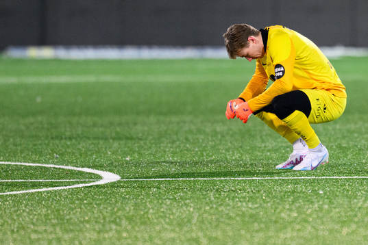 Goalkeeper Mathias Dyngeland of Brann looks dejected