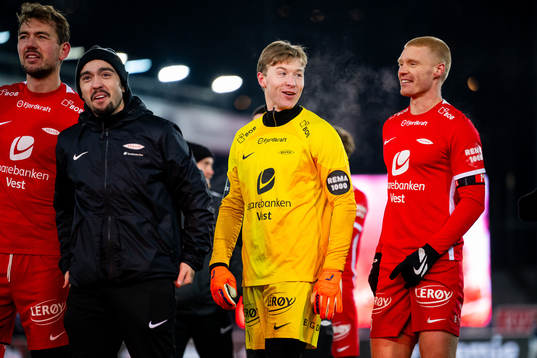 Goalkeeper Mathias Dyngeland and Sivert Heltne Nilsen of