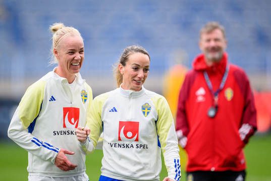 Caroline Seger and Kosovare Asllani of Sweden of the