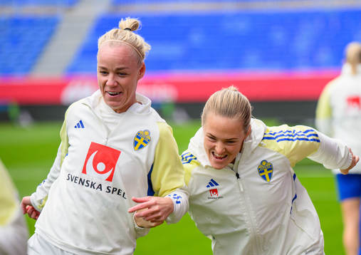 Caroline Seger and Magdalena Eriksson of Sweden of the