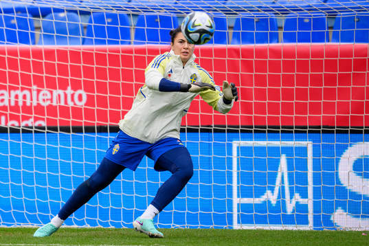 Goalkeeper Zecira Musovic of Sweden of the women’s
