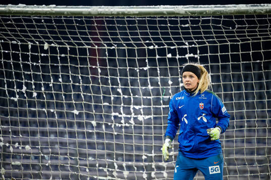 Goalkeeper Guro Pettersen of the Norwegian women's national