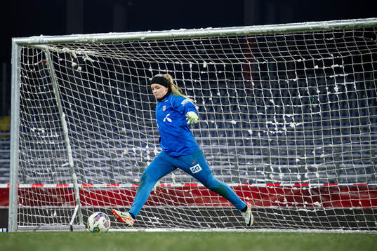 Goalkeeper Guro Pettersen of the Norwegian women's national