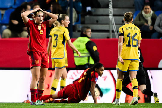 Mariona Caldentey of Spain reacts