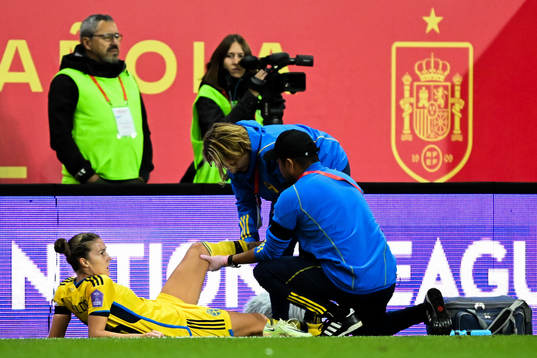 Filippa Angeldahl of Sweden in pain